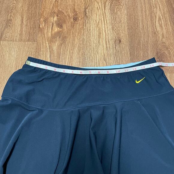 Nike Womens Solid Navy Blue Dri-Fit Tennis Skirt Size Medium Yellow Swoosh Check - Picture 5 of 6